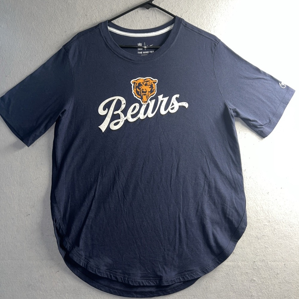 Nike NFL Team Apparel Chicago Bears T Shirt Top Large Blue Short Sleeve